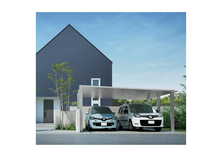 【カーポートポイントバックキャンペーン】【標準工事費込み20万円以上で10,000ポイントプレゼント】　カーポートSC 1500２台用 48－57 ロング柱 屋根材＝アルミ色 | LIXIL